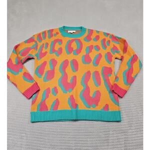 Lovely Melody Sweater Womens Small Animal Print Oversized Retro